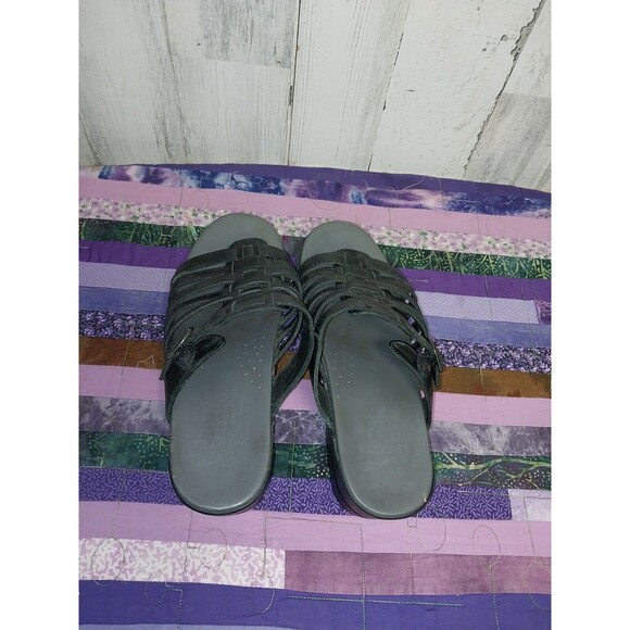 Dansko Marion Weave Leather Slip-on Open Toe Platform Sandal Black 40 - Picture 7 of 9